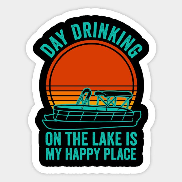 Pontoon Boat Party Funny Day Drinking Vintage Sticker by Visual Vibes